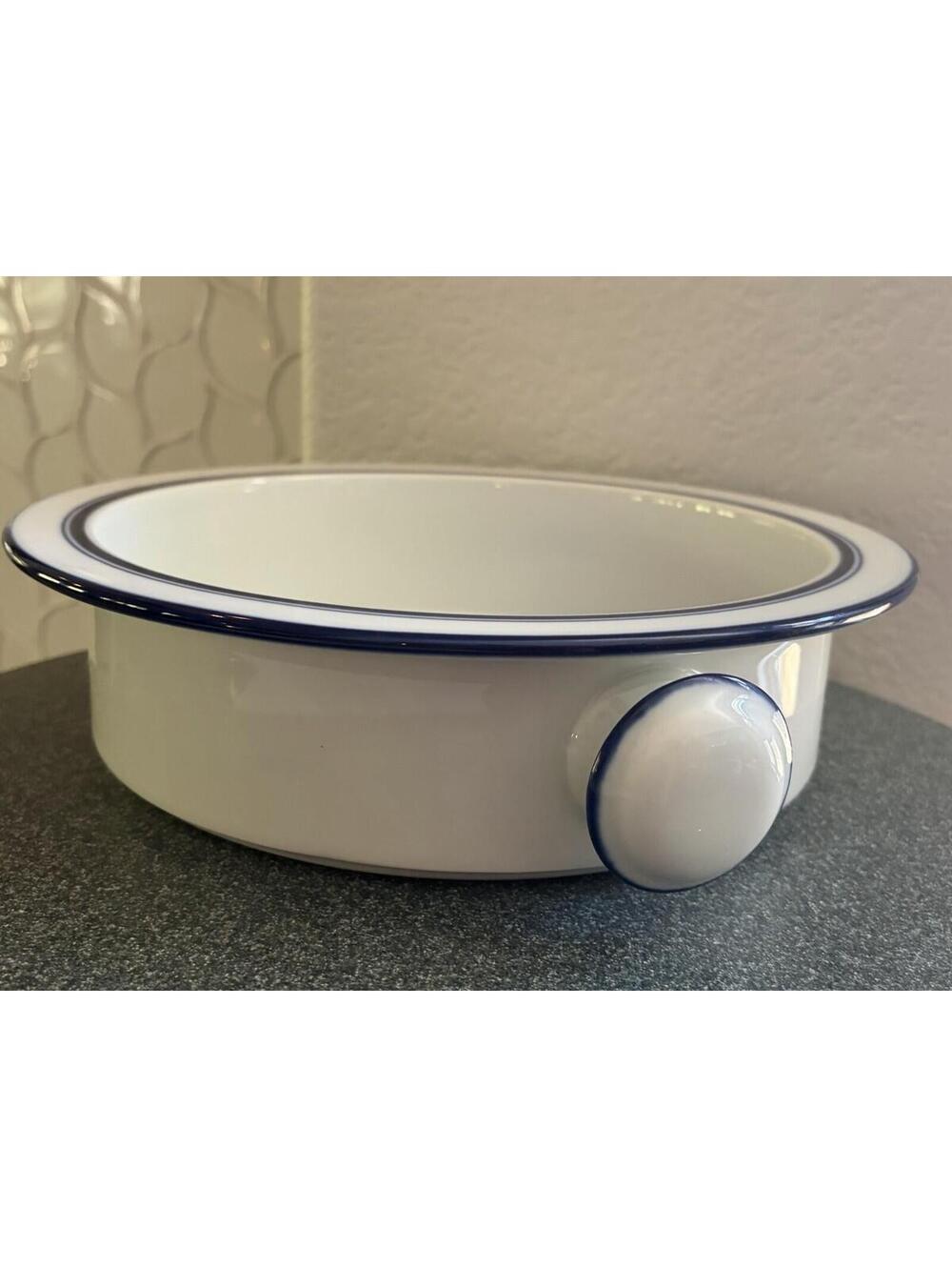 Dansk Bistro Christianshavn Blue Rimmed Serving Bowl Knob Handles
